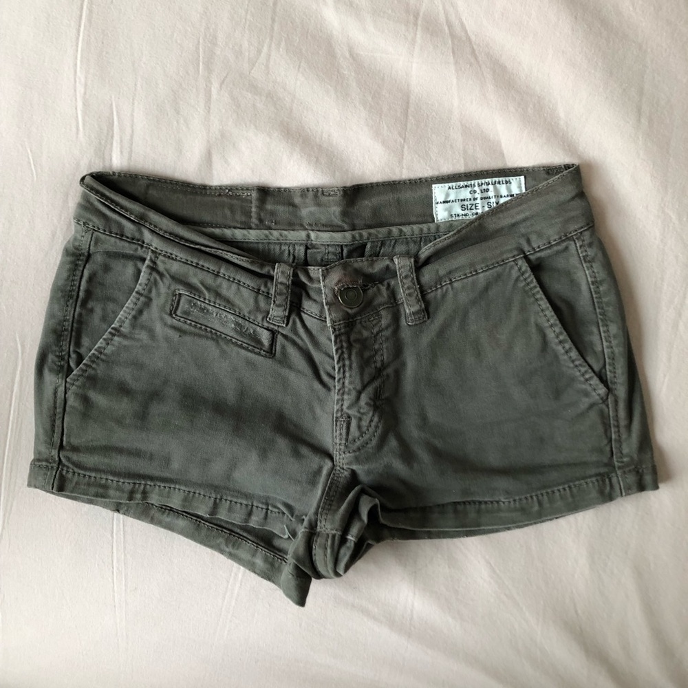 All Saints Khaki Micro Shorts - size 6